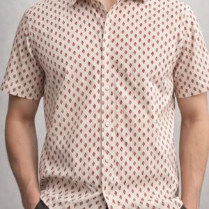 ajrakh cream men's shirt