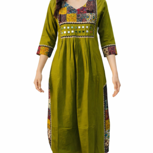 ajrakh mirror work women’s long kurti