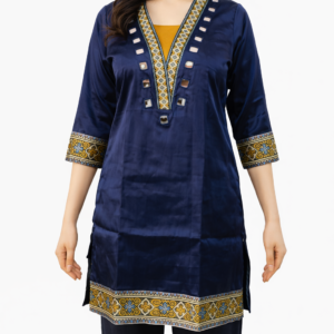 ajrakh mirror work women’s short kurti
