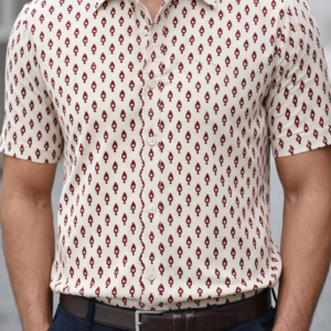 ajrakh white patterned men shirt