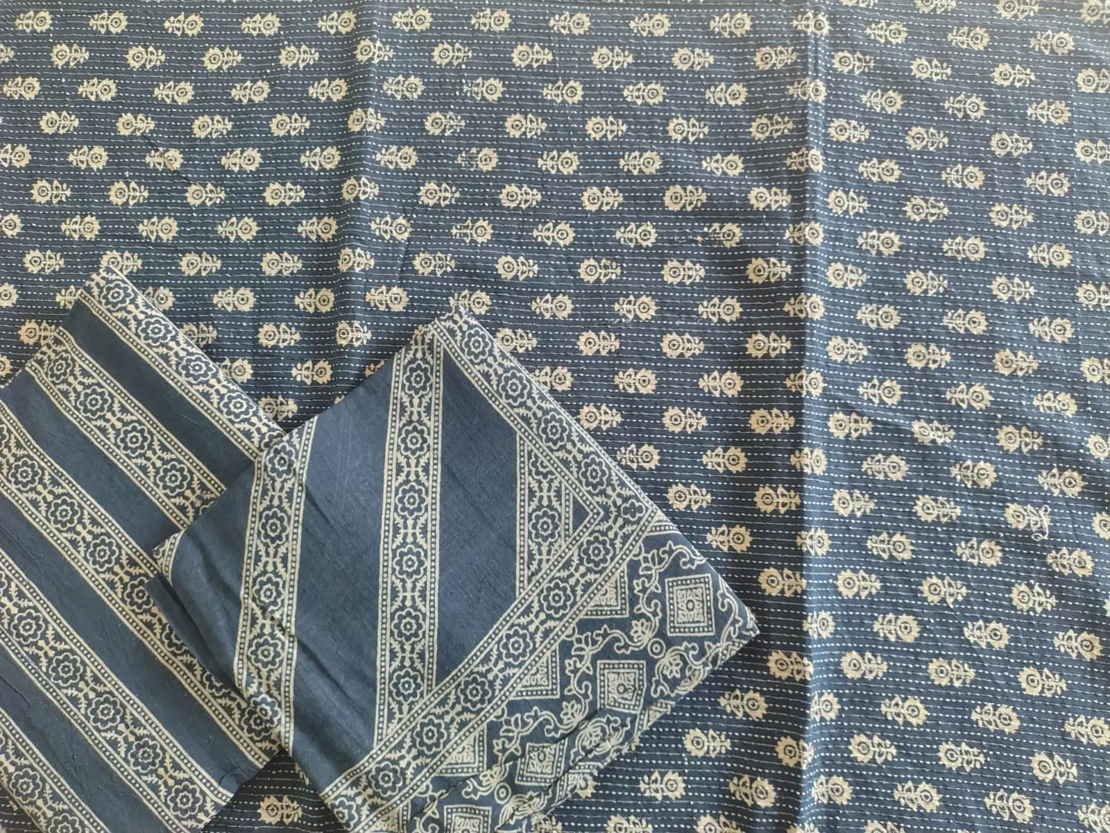 ajrakh unstitched indigo bue suit ajrakh unstitched indigo bue suit