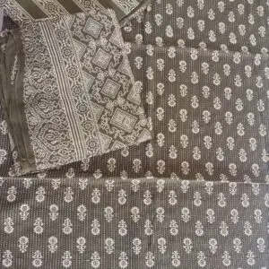 ajrakh unstitched cotton mehendi green suit