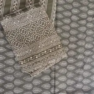 ajrakh unstitched cotton mehendi green suit