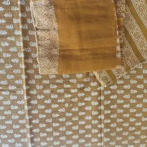 ajrakh unstitched cotton mustard suit