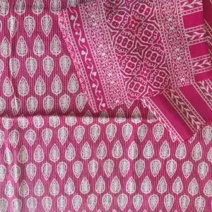 ajrakh unstitched cotton pink suit
