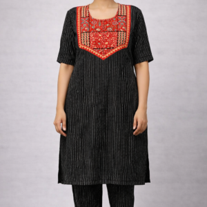 black ajrakh kurta set for women | handcrafted ethnic cotton wear | size xl (copy)