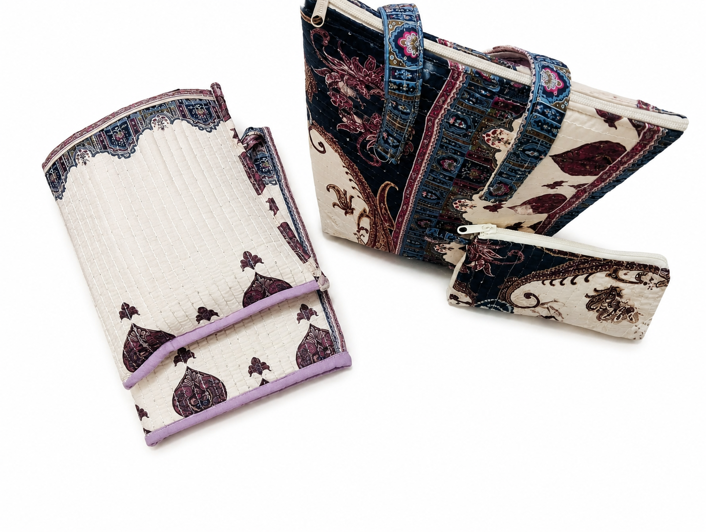 upcycled bag, book cover, pouch (set of 4) upcycled bag, book cover, pouch (set of 4)