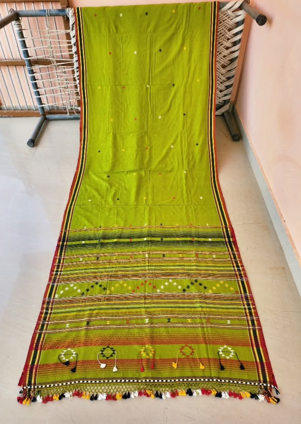 hand woven kala cotton saree | green artisan cotton saree for women hand woven kala cotton saree | green artisan cotton saree for women
